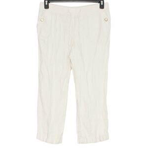 JM Collection Pants Linen Crop Pull On Minimalist Coastal Cottage Boho Ivory 8P